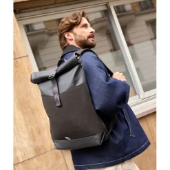 Roll Top Antoine - 45 cm - 1 compartiment - noir - Biopic