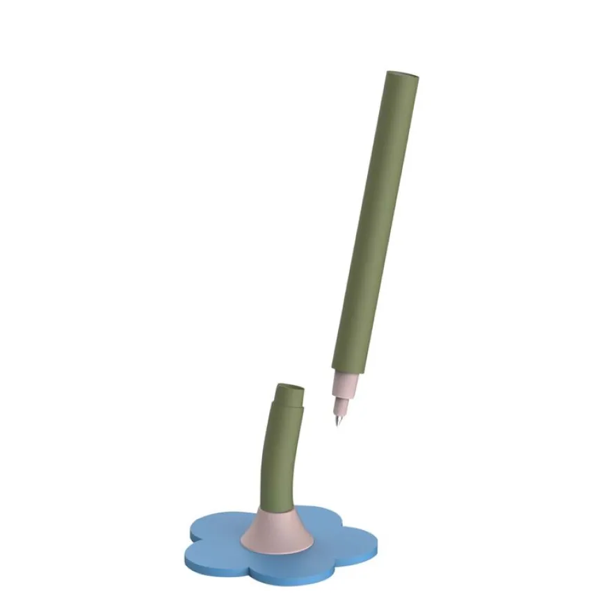 Roller magnétique sur socle ENZO VARINI "Daisy pen" coloris vert & bleu