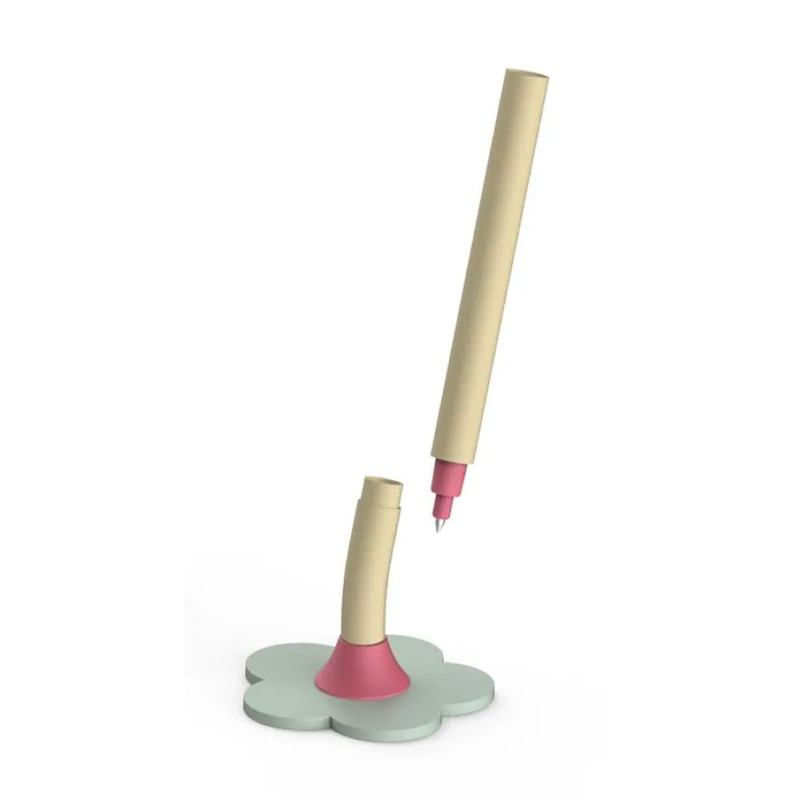 Roller magnétique sur socle ENZO VARINI "Daisy pen" coloris jaune & vert