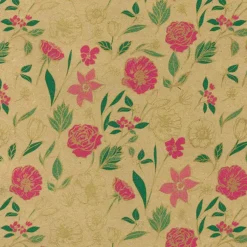Rouleau papier cadeau kraft 0,7 x 50 m 65g imprimé fleurs - Viquel