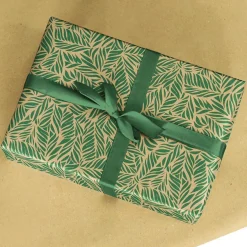 Rouleau papier cadeau kraft 0,7 x 50 m 65g imprimé feuilles - Viquel