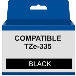 Ruban compatible Brother TZe-335 - Blanc sur noir - rouleau (1,2 cm x 8 m) - The Premium Solution