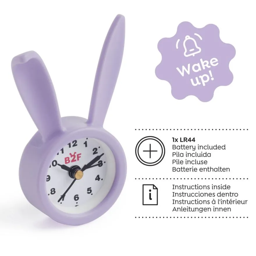 Réveil lapin Back2Fun - format mini - idéal apprentissage de l’heure - pile incluse