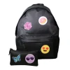 Sac à dos 1 compartiment + trousse à personnaliser avec 5 patchs autocollants - fille - noir - Bagtrotter
