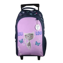 Sac à dos à roulettes Lili Lou - 2 compartiments - violet - Bagtrotter