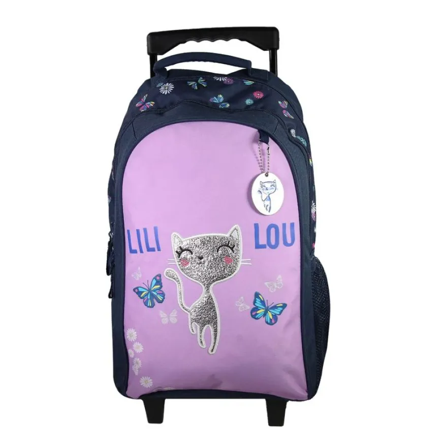 Sac à dos à roulettes Lili Lou - 2 compartiments - violet - Bagtrotter