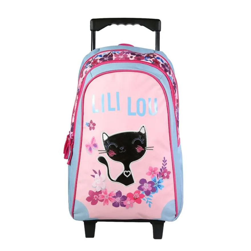 Sac à dos à roulettes Lililou - 2 compartiments - rose - Bagtrotter