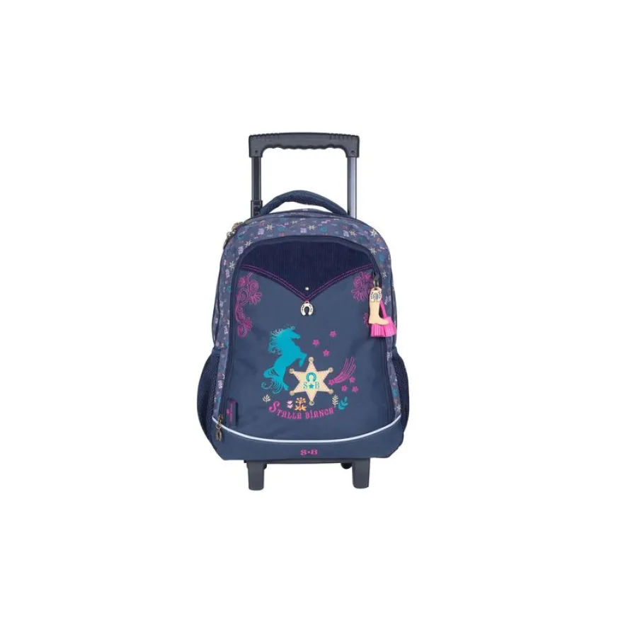 Sac à dos à roulettes Stalla Bianca Western - 2 compartiments - bleu marine - Kid'Abord
