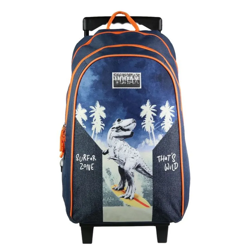 Sac à dos à roulettes Vorax Dinosaure - 2 compartiments - bleu - Bagtrotter