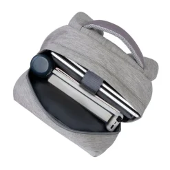 Sac à dos antivol Rivacase 7562 pour ordinateur portable 15,6" - Gris/Mocha avec port USB intégré - 15L