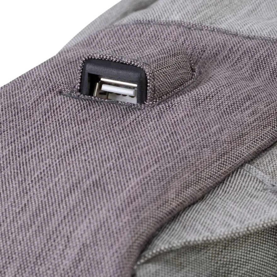 Sac à dos antivol Rivacase 7562 pour ordinateur portable 15,6" - Gris/Mocha avec port USB intégré - 15L