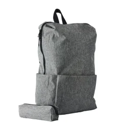 Sac à dos et trousse recyclé - 1 compartiment - gris - Brepols