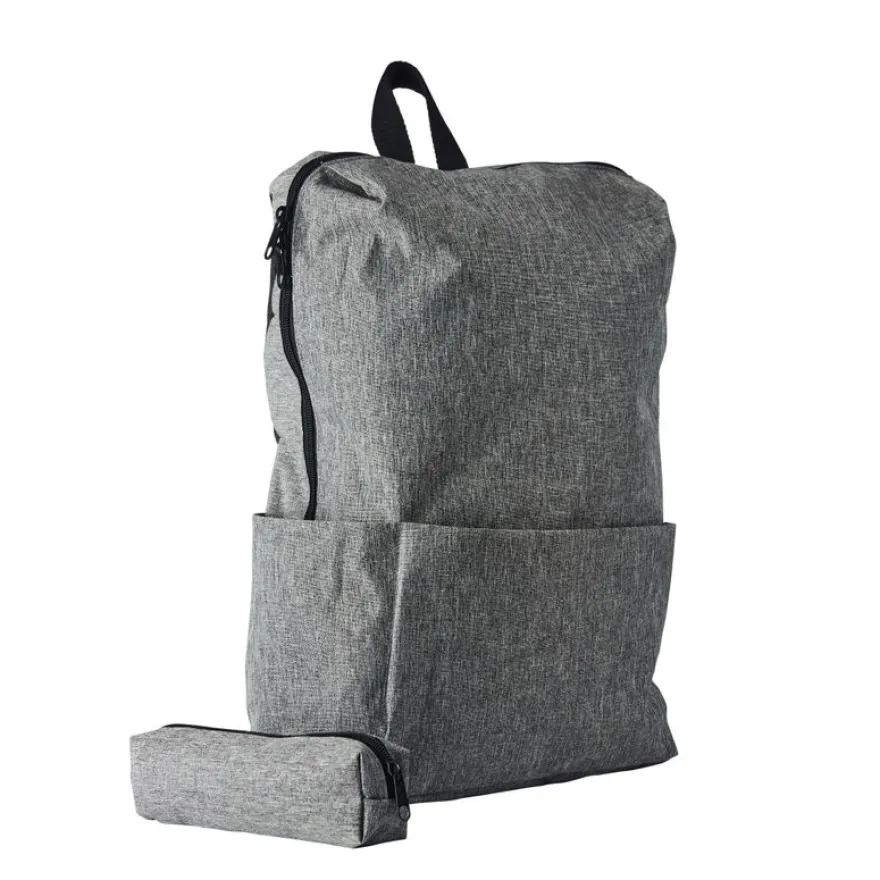 Sac à dos et trousse recyclé - 1 compartiment - gris - Brepols