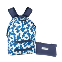 Sac à dos Morgan avec 2 poches détachables - 1 compartiment - bleu/écru - Hamelin
