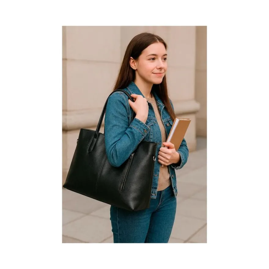 Sac cabas ordinateur IconiK cuir noir EXACOMPTA