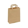 Sac Kraft Brun avec Poignées Plates – Lot de 250, 18+8x22 cm – Écologique et Résistant