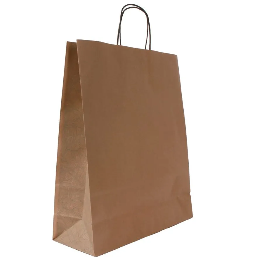 Sac kraft poignées torsadées Jungle vert - 36 x 12 x 41 cm