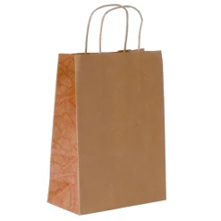 Sac kraft poignées torsadées Jungle terracotta - 18 x 8 x 24 cm