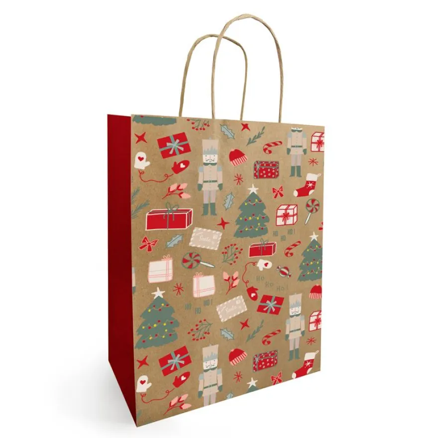 Sac kraft poignées torsadées Noella brun - 23 x 12 x 30 cm