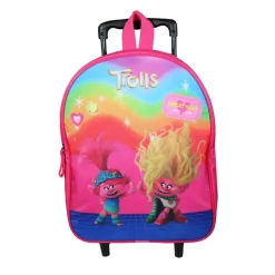 Sac maternelle à roulettes Les Trolls - 1 compartiment - rose - Bagtrotter