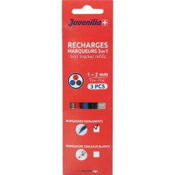Sachet de 3 recharges marqueurs 3en1 permanents JUVENILIA coloris assortis
