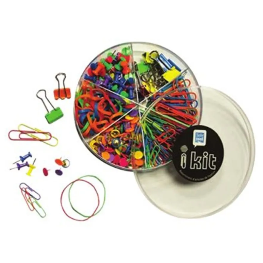 Safetool - Kit de fixation avec pinces repliables, trombones, punaises et bandes de caoutchouc