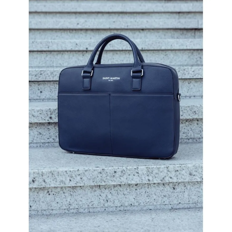 Saint-Martin - Sacoche ordinateur bleu Camille - 1 compartiment - 15,6" - Viquel