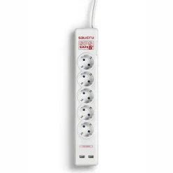 SALICRU SPS SAFE 5+ - Multiprise avec interrupteur 5 prises+ 2 ports USB 2.1A - 1,5m