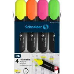 Schneider Job - Pack de 4 surligneurs - couleurs assorties