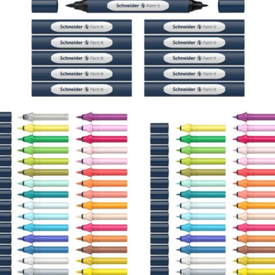 Schneider Paint-It 040 - Set complet - 30 recharges à pointe ogive + 31 à pointe pinceau + 11 corps - couleurs assorties