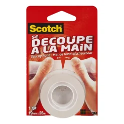 Scotch Crystal - Ruban adhésif "Se découpe à la main" - 19mm x 25m