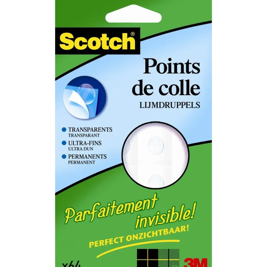 Scotch Invisible dots - Pastilles adhésives : pack de 64 pastilles