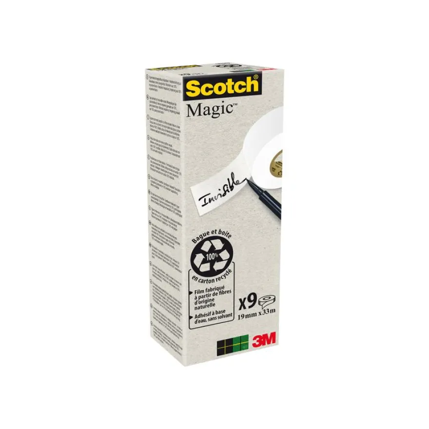 Scotch Magic Green - 9 Rubans adhésifs - 19mm x 33 m - invisible