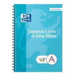 Serpodile - Cahier d'apprentissage spiralé majuscule bâton - A5 - 44 pages - effaçable avec 1 stylo