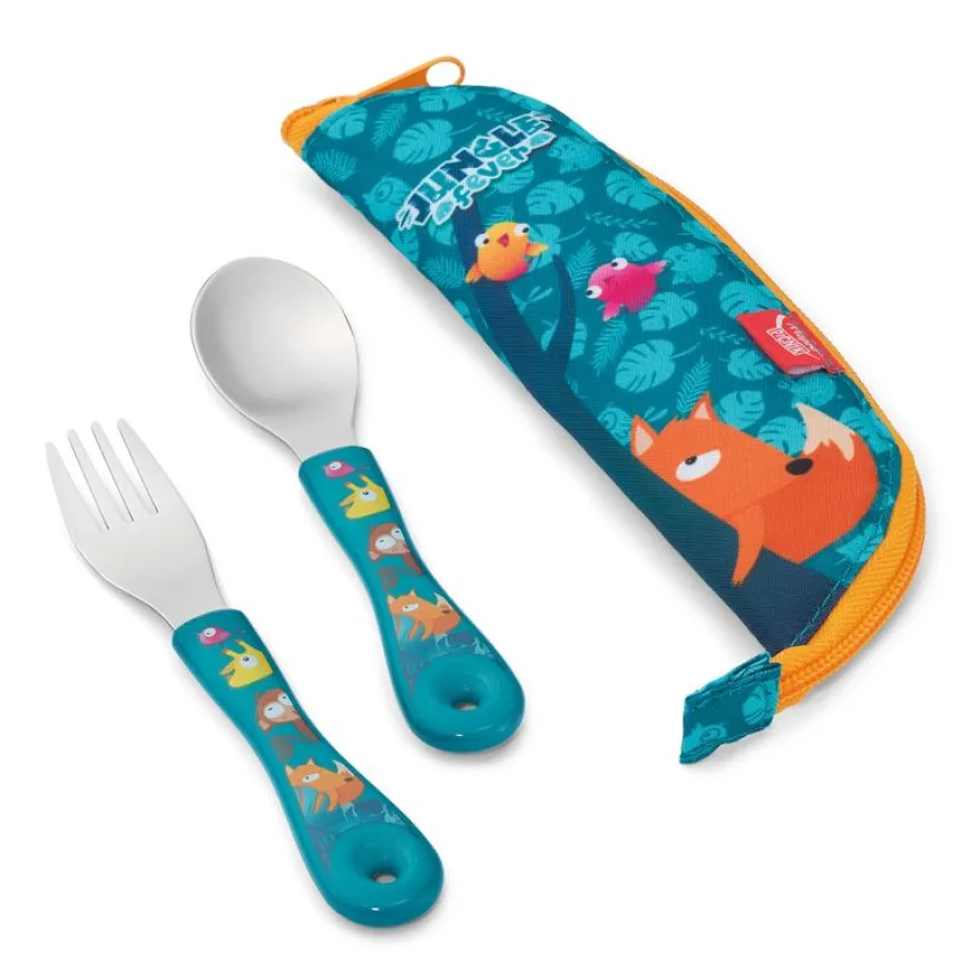Set de 2 couverts MINIZ pour enfants – Design Jungle Fever – Pratiques et ludiques