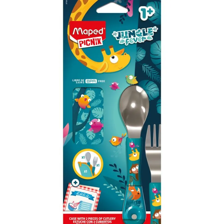 Set de 2 couverts MINIZ pour enfants – Design Jungle Fever – Pratiques et ludiques