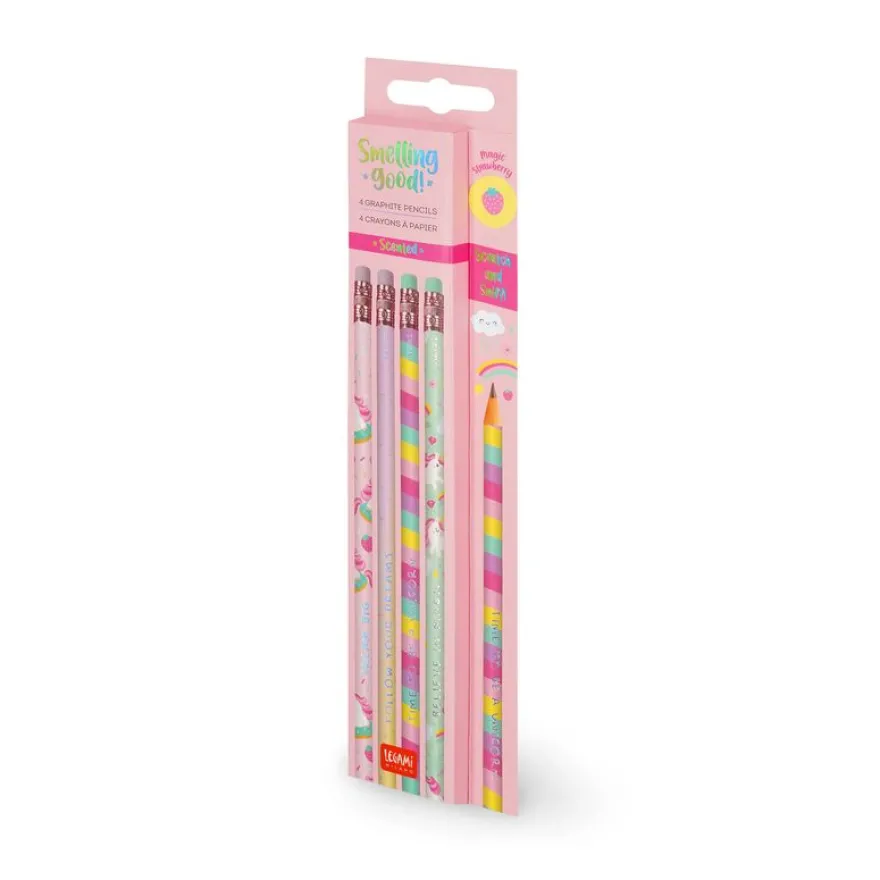 Set de 4 crayons à papier hb parfumés unicorn