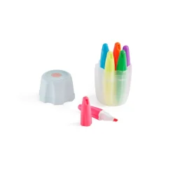 Set de 6 mini surligneurs dans une boîte fleur motif lapin - couleurs variées - format mini