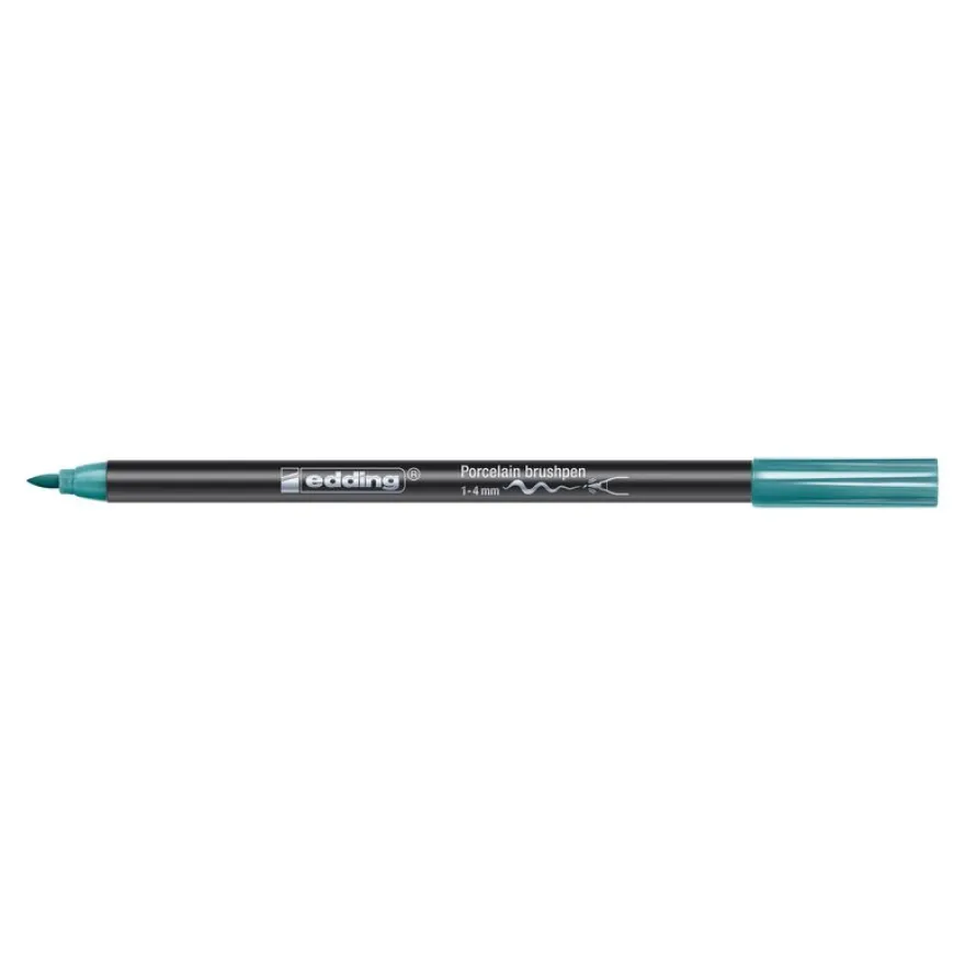 Set de 6 pinceaux pour porcelaine Edding 4200 – Couleurs froides - pointe pinceau 1-4 mm - encre pigmentée résistante à la chaleur et au lave-vaisselle