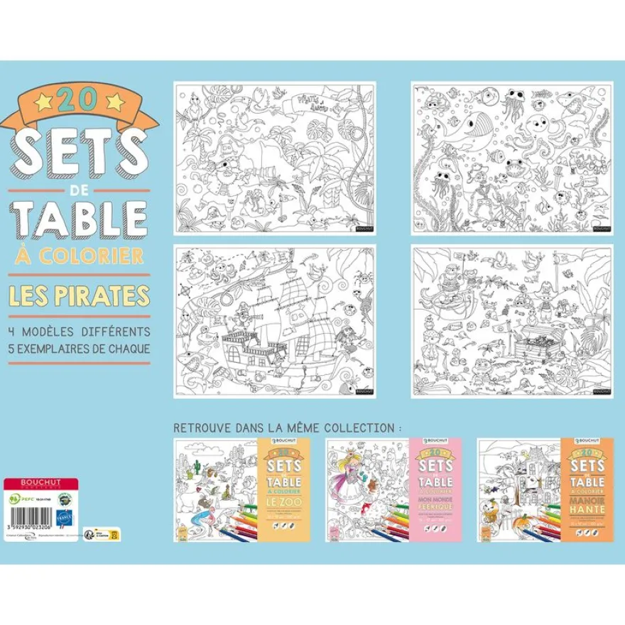 Sets de table à colorier Les Pirates - 32 x 42 cm - Bouchut
