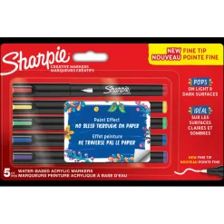 Sharpie – 5 Marqueurs Créatifs Pointe Fine – Couleurs Vives Assorties