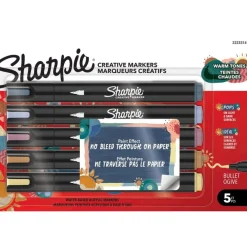 Sharpie – 5 Marqueurs Créatifs Pointe Ogive – Couleurs Chaudes Assorties