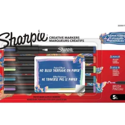 Sharpie – 5 Marqueurs Créatifs Pointe Pinceau – Couleurs Minérales Assorties