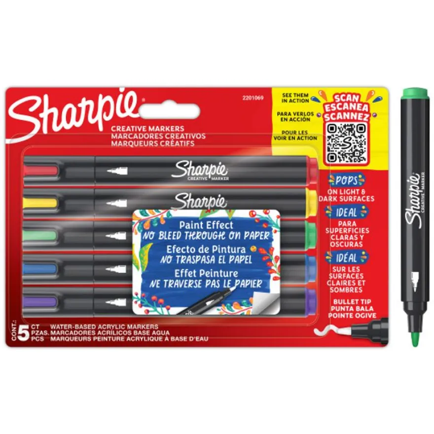 Sharpie Creative Marker - Stylos de peinture acrylique 5 unités