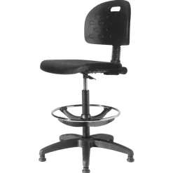 Siege technique KIM - tabouret assis-debout - hauteur réglable jusqu'à 81 cm - repose-pieds réglable - dossier - noir