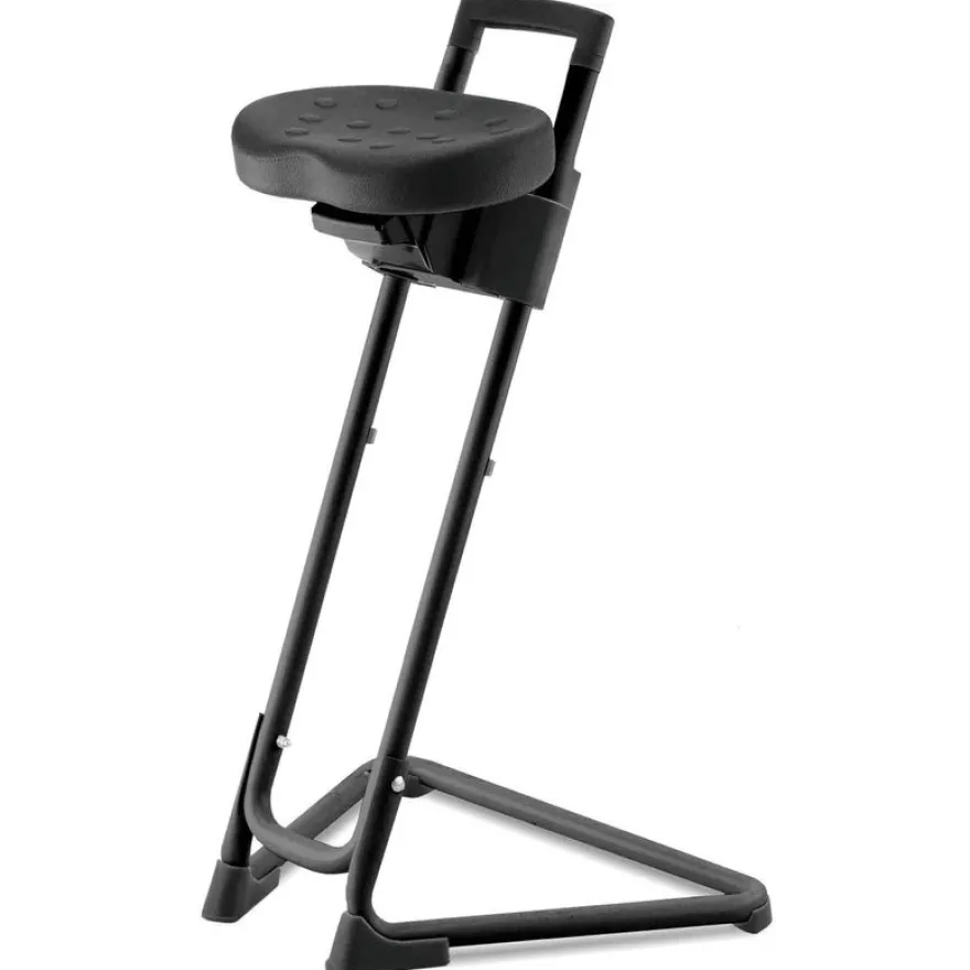 Siège technique - tabouret assis-debout - piètement noir - assise noire