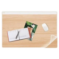 Silva by CEP - Sous-main avec rabat transparent - 58,5 x 38,5 cm - blanc et hêtre