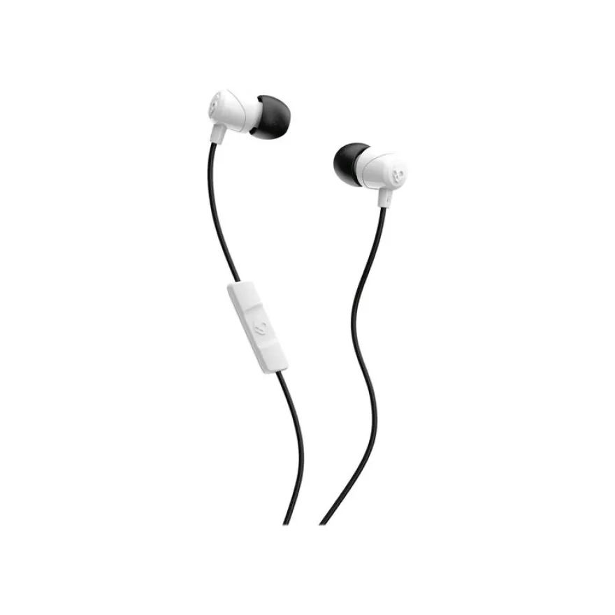Skullcandy Jib - Écouteurs filaire avec micro - intra-auriculaire - isolation acoustique - blanc/noir