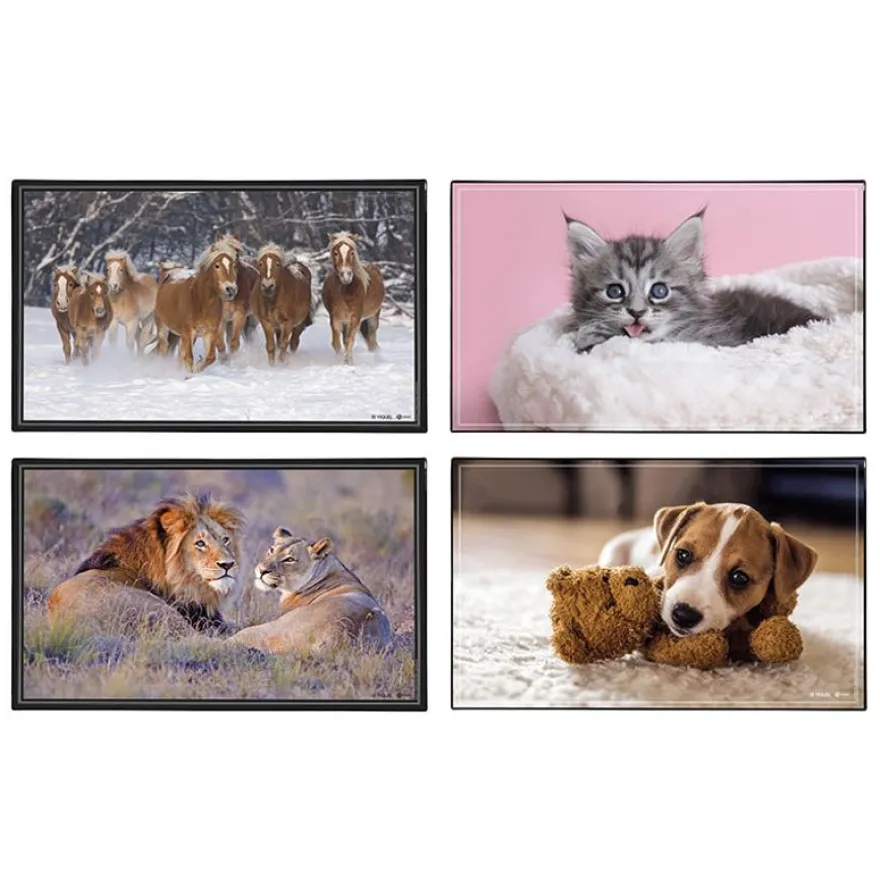 Sous-main Animaux 4 visuels - 59,5 x 36,2 cm - Assortis - Viquel