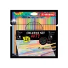 STABILO ARTY Creative Set - Set de stylos à pointe en fibre, crayon aquarelle et crayon fin - pastel - 24 pièces